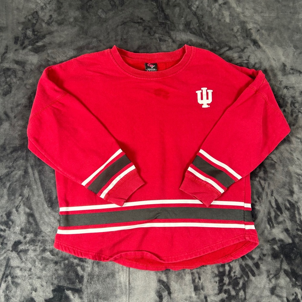 Campus Heritage Sweatshirt Juniors Medium Red Indiana Hoosiers IU Striped